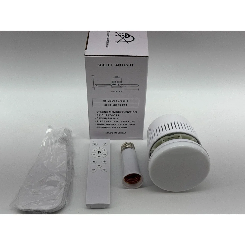 LED Socket Fan Light E26 Remote Control 3 Speed 3 Color Ceiling Fan Bulb Apparel